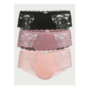Joyspun Women's Microfiber and Lace Hipster Panties, 3-Pack